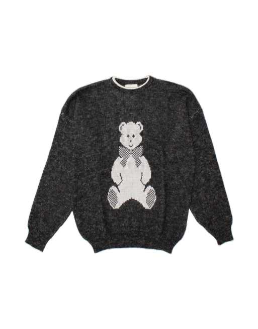 Vintage Teddy Bear Graphic Crew Neck Jumper Sweater UK 18 XL In Grey
