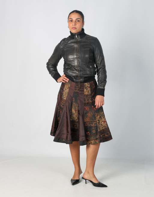 Vintage Terra Nostra 12 woven midi skirt in brown
