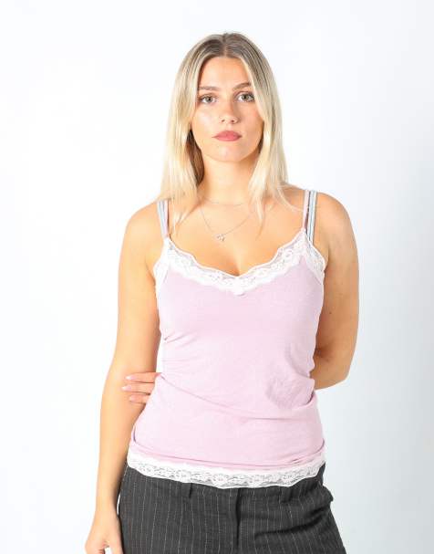 Vintage Tezenis S cami in baby pink - view 1