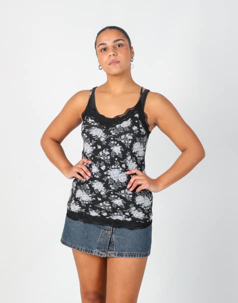 Vintage Tezenis S cami in black - view 1