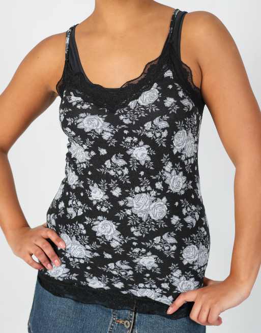 Vintage Tezenis S cami in black, 4 of 4