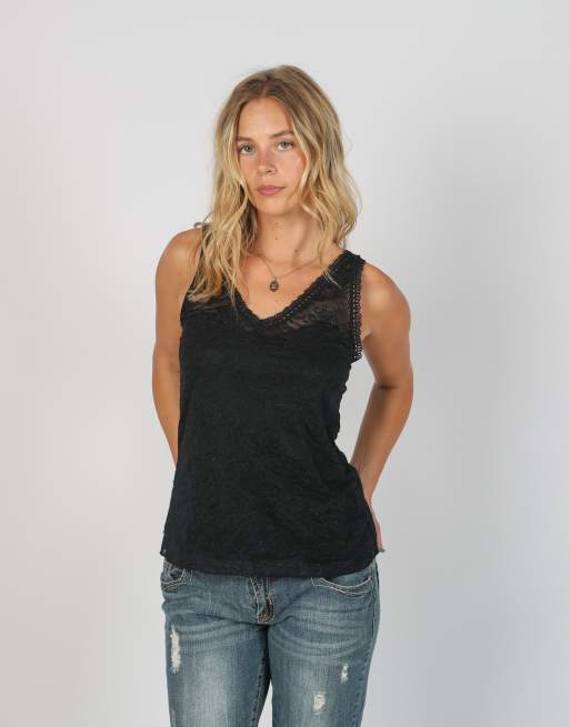 Vintage Tezenis S cami in black, 1 of 4