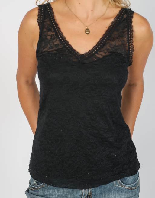Vintage Tezenis S cami in black, 4 of 4