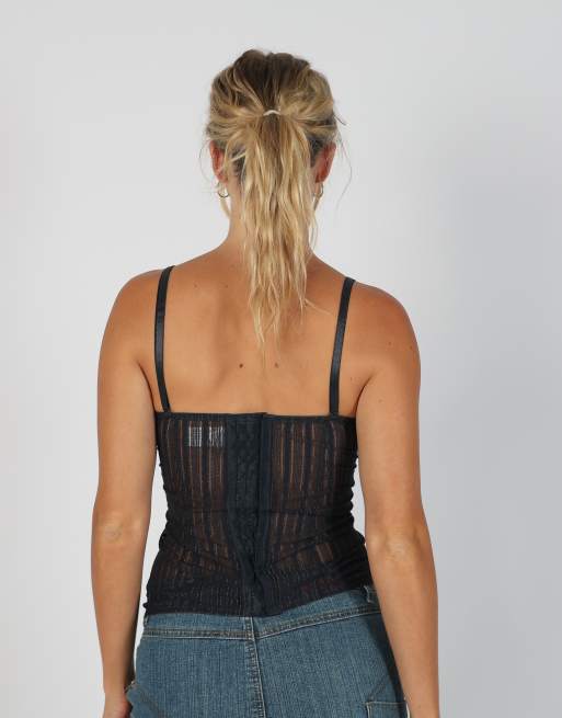 Vintage Tezenis XS corset in navy blue, 2 of 4