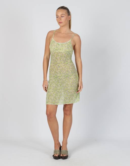 Vintage Tezenis XS mesh midi dress in light green