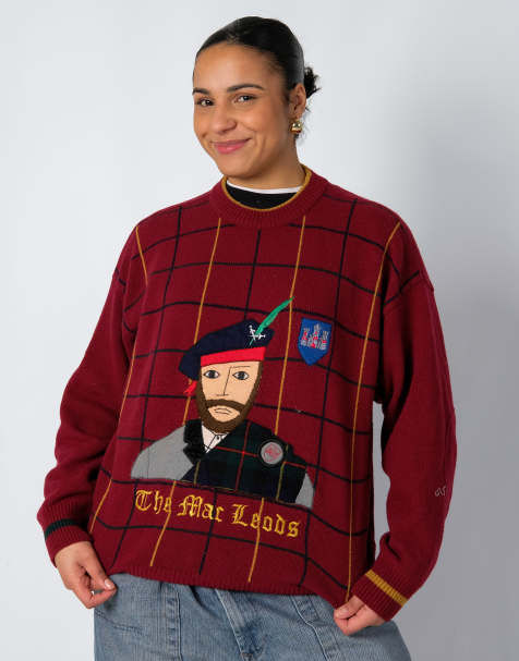 Vintage The Mar Leods XL Knit Sweatshirt Burgundy Red - view 1