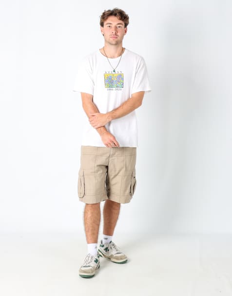 Vintage The North Face 36x22 canvas cargo shorts in beige - view 1