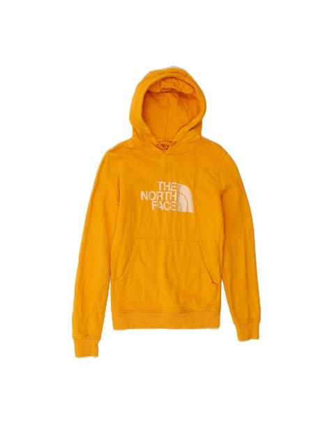 Vintage The North Face Graphic Hoodie Jumper XS In Yellow - view 1