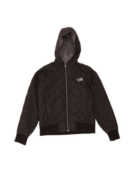 Vintage The North Face Hooded Bomber Jacket UK 10 Small In Black