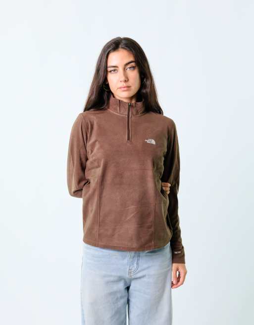 Vintage The North Face L Fleece Jacket Brown quarter zip