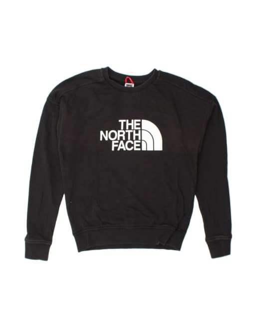 Vintage The North Face Oversized Graphic Sweatshirt Jumper UK 6 XS In Black