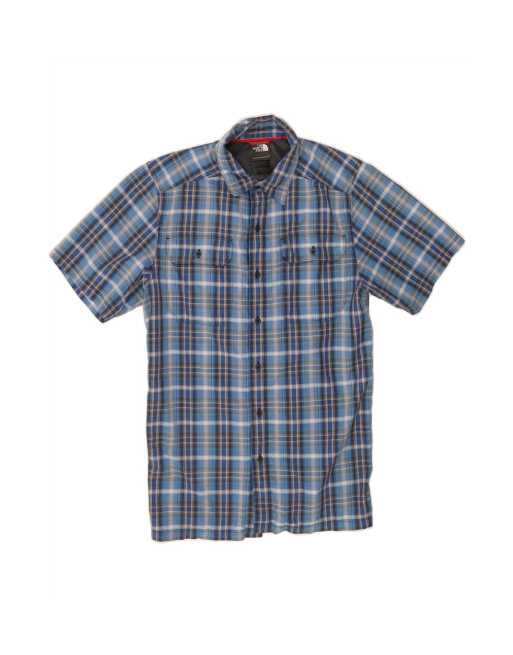 Vintage The North Face Short Sleeve Shirt Small In Blue Check