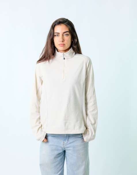 Vintage The North Face XL Fleece Jacket Cream quarter zip - view 1