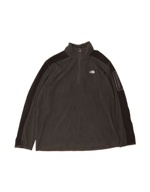 Vintage The North Face Zip Neck Fleece Jumper 2XL In Grey Colourblock