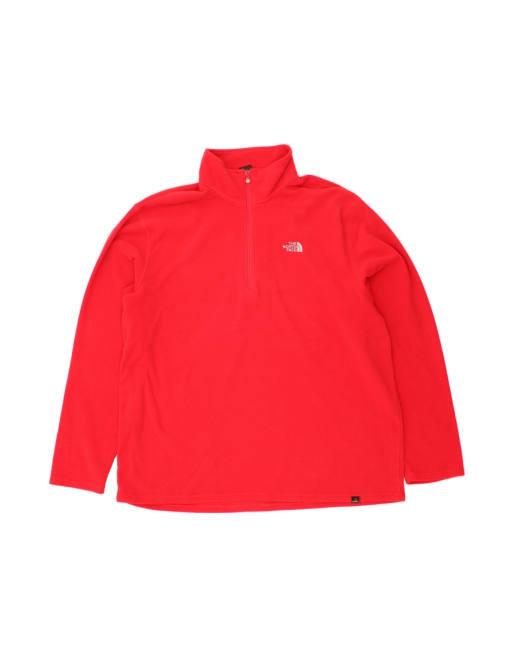 Vintage The North Face Zip Neck Fleece Jumper 2XL In Red