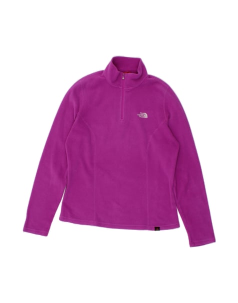 Vintage The North Face Zip Neck Fleece Jumper UK 14 Medium In Purple - view 1