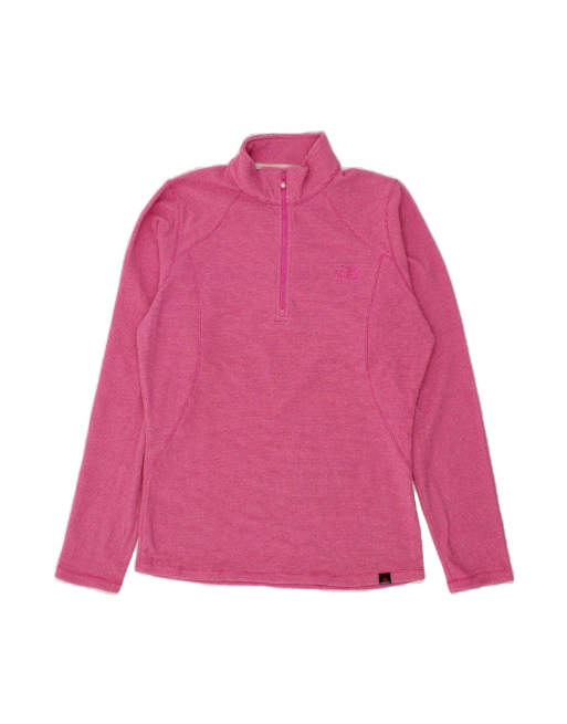 Vintage The North Face Zip Neck Fleece Jumper UK 16 Large In Pink Pinstripe