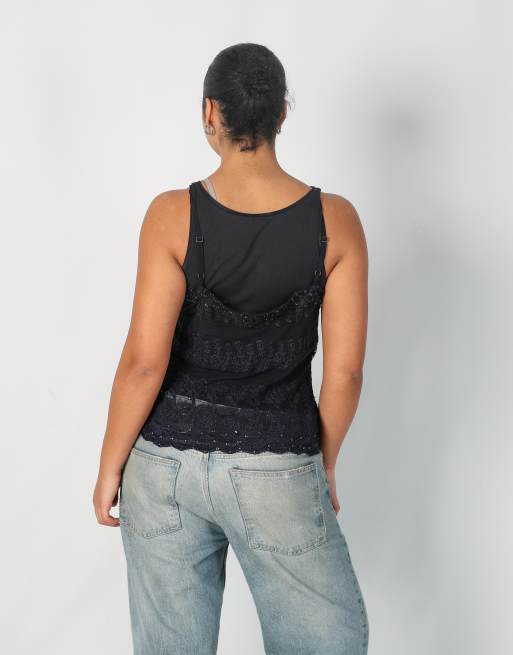 Vintage Therapy L cami in navy blue, 2 of 4