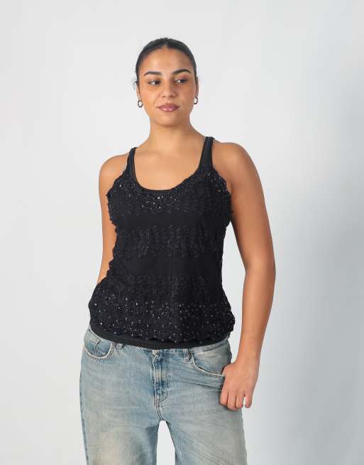 Vintage Therapy L cami in navy blue, 3 of 4