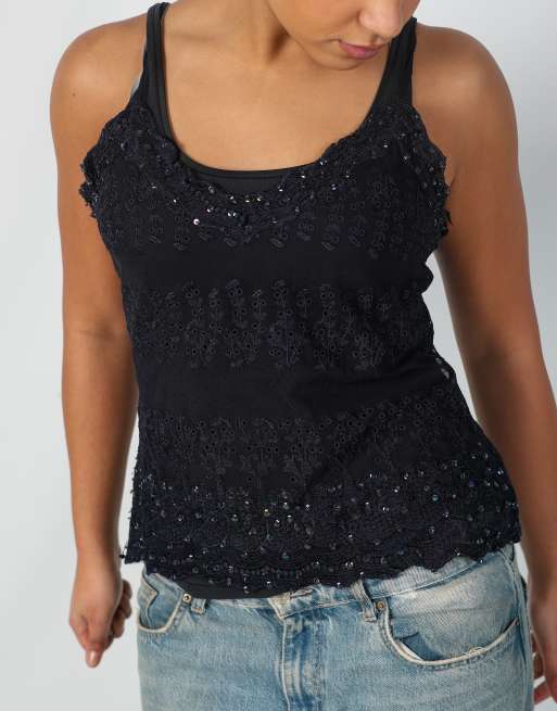 Vintage Therapy L cami in navy blue, 4 of 4