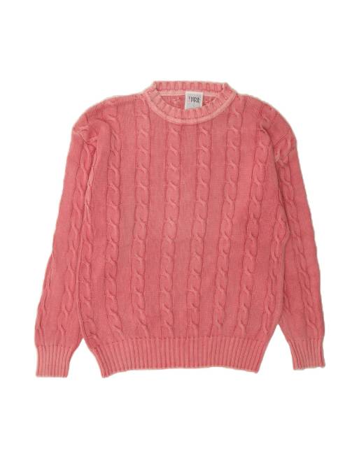 Vintage Think Pink Crew Neck Jumper Sweater It 46 Large In Pink
