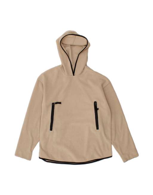 Vintage Think Pink Hooded Fleece Jumper UK 16 Large In Beige