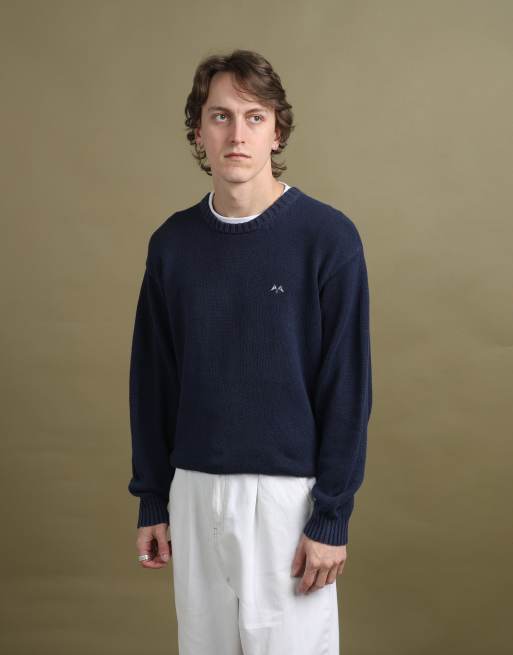 Vintage Thomas Burberry Crew Neck Jumper size S in Navy Blue, 1 of 4