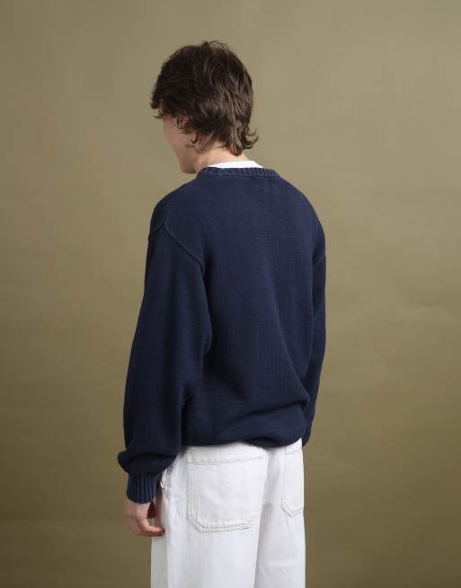 Vintage Thomas Burberry Crew Neck Jumper size S in Navy Blue, 4 of 4