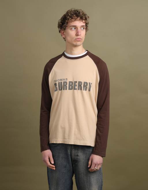 Vintage Thomas Burberry Long Sleeve T-Shirt size L in Beige, 1 of 4