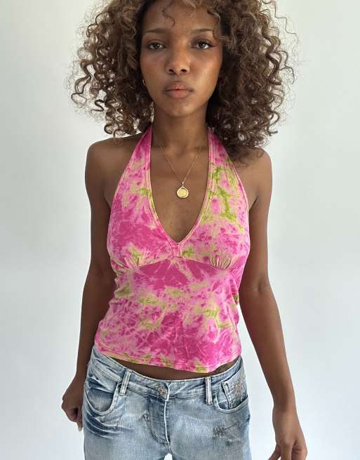 Vintage tie dye halterneck in pink, 1 of 5