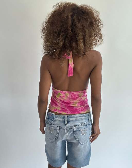 Vintage tie dye halterneck in pink, 2 of 5