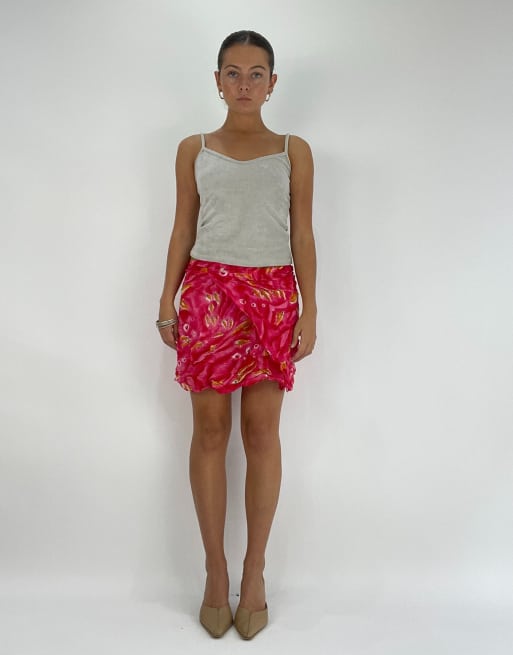 Vintage tie side beach skirt in pink