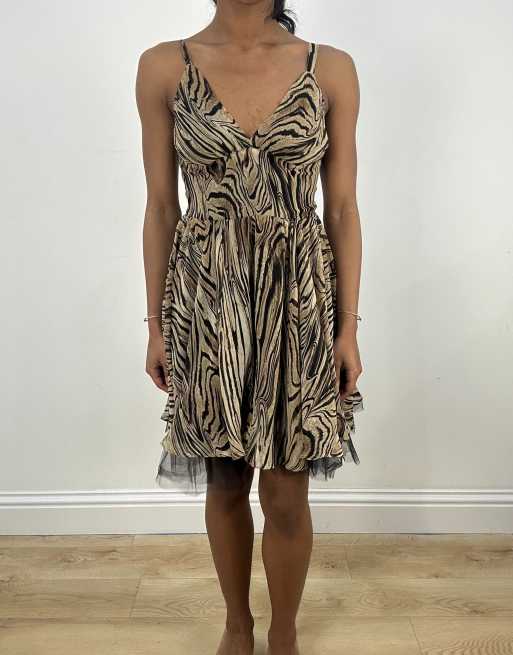 Vintage tiger print dress in brown