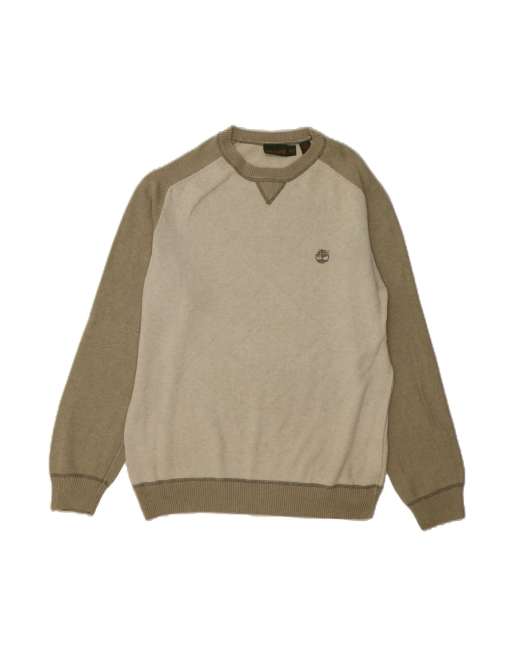 Vintage Timberland Big & Tall Crew Neck Jumper Sweater XL In Green Colourblock