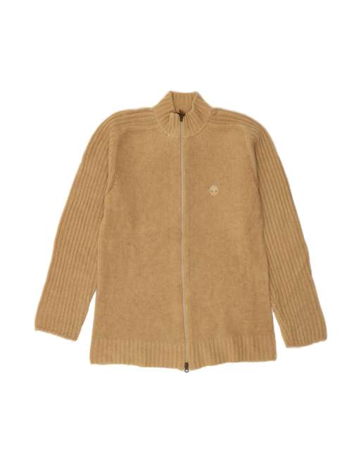 Vintage Timberland Cardigan Sweater UK 16 Large In Beige Lambswool