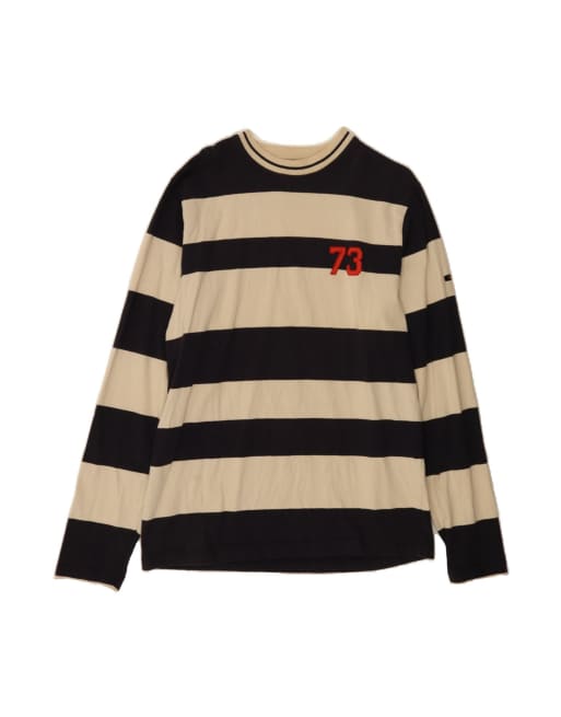 Vintage Timberland Crew Neck Jumper Sweater Large In Blue Striped