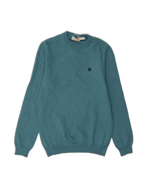 Vintage Timberland Crew Neck Jumper Sweater Large In Blue Wool