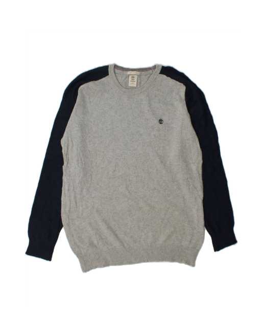 Vintage Timberland Crew Neck Jumper Sweater Large In Grey Colourblock