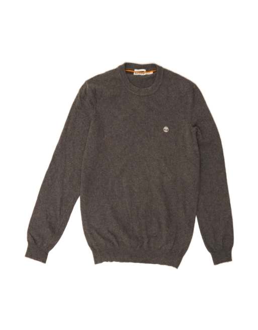 Vintage Timberland Crew Neck Jumper Sweater Medium In Grey Wool
