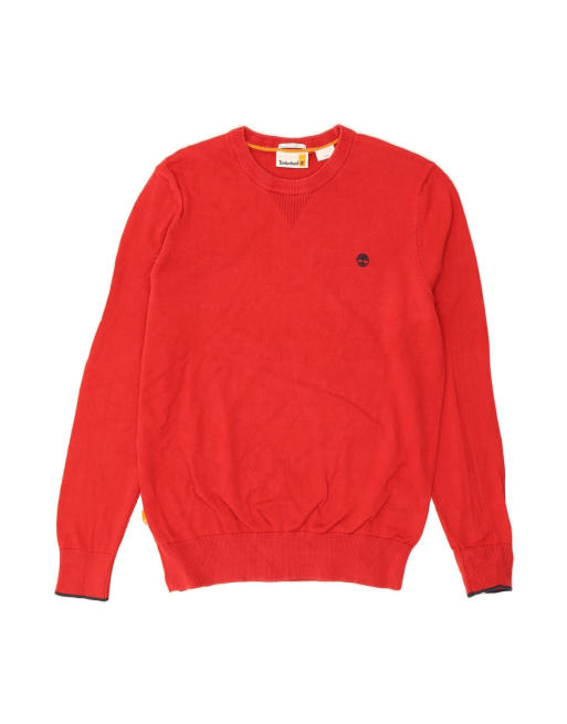 Vintage Timberland Crew Neck Jumper Sweater Medium In Red