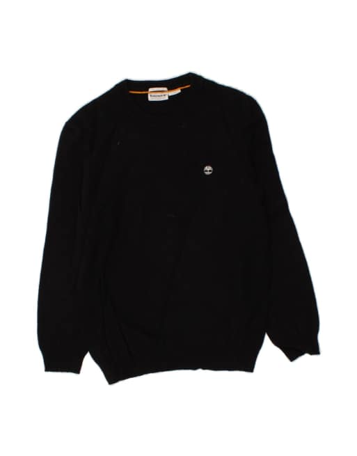 Vintage Timberland Crew Neck Jumper Sweater UK 16 Large In Black Wool