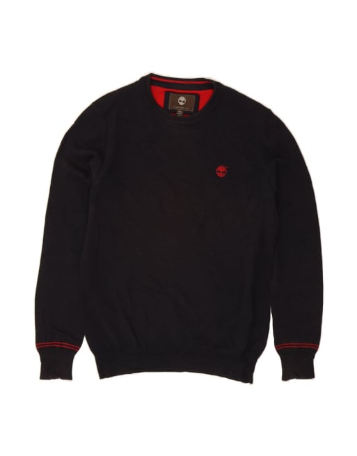 Vintage Timberland Fit Crew Neck Jumper Sweater Medium In Blue Wool