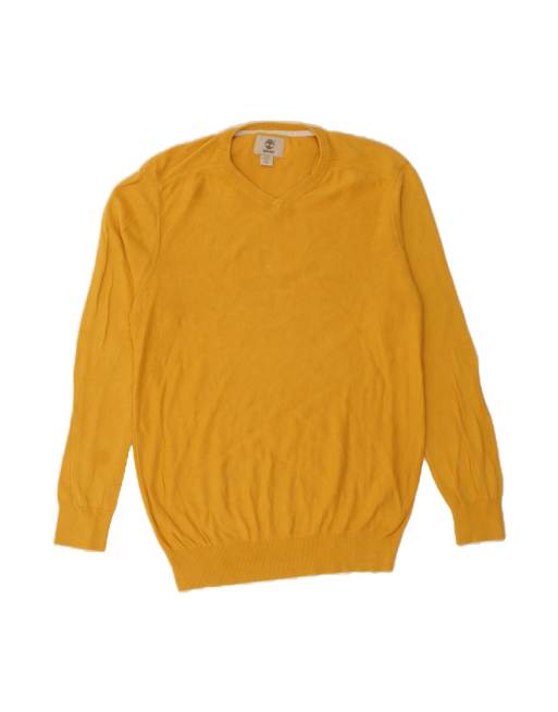 Vintage Timberland Fit V-neck Jumper Sweater Large In Yellow