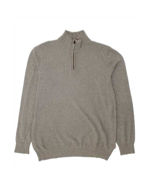 Vintage Timberland Fit Zip Neck Jumper Sweater Large In Grey