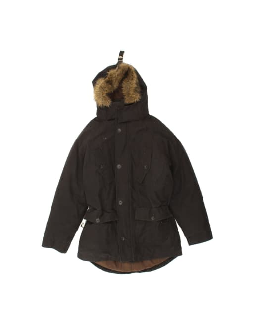 Vintage Timberland Hooded Parka Jacket UK 36 Small In Black