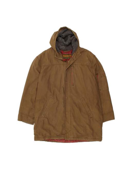 Vintage Timberland Hooded Windbreaker Coat UK 42 XL In Khaki