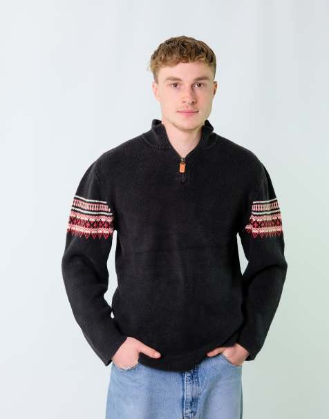 Vintage Timberland L Knit Sweatshirt Black Quarter Zip - view 1