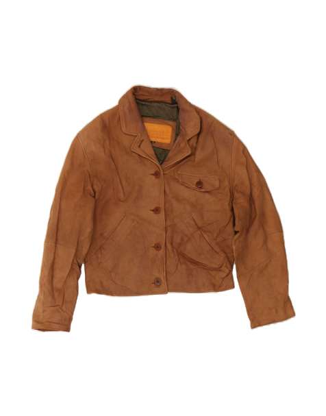 Vintage Timberland Leather Jacket UK 10 Small In Brown - view 1