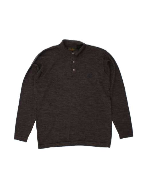 Vintage Timberland Polo Neck Jumper Sweater Large In Grey Flecked