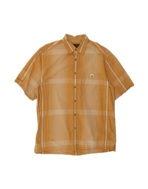 Vintage Timberland Short Sleeve Shirt Large In Brown Plaid